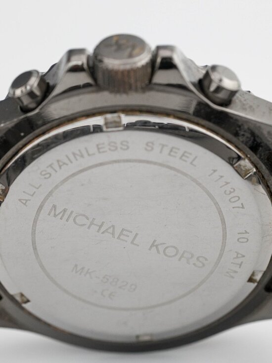Michael Kors MK5829 Gunmetal Chrono Quartz Analog Women\'s Watch New Battery main image 7